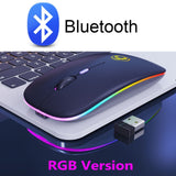 Wireless Mouse RGB Bluetooth Computer Mouse Silent Rechargeable Ergonomic Mause With LED Backlit USB Optical Mice For PC Laptop