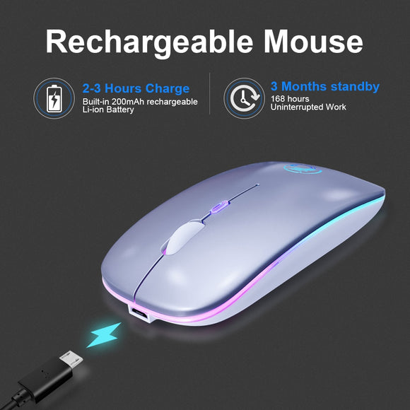 Wireless Mouse RGB Bluetooth Computer Mouse Silent Rechargeable Ergonomic Mause With LED Backlit USB Optical Mice For PC Laptop