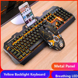 Gaming Keyboard Gaming Mouse Mechanical Feeling RGB LED Backlit Gamer Keyboards USB Wired Keyboard for Game PC Laptop Computer