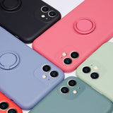 Luxury Silicone Case For iPhone 11 Pro Max XS XR 8 7 6 6S Plus Soft Shockproof Ring Stand Covers 11Pro iPhone7 6Plus 8Plus 7Plus