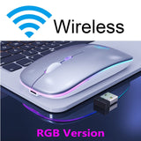 Wireless Mouse RGB Bluetooth Computer Mouse Silent Rechargeable Ergonomic Mause With LED Backlit USB Optical Mice For PC Laptop