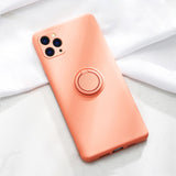 Luxury Silicone Case For iPhone 11 Pro Max XS XR 8 7 6 6S Plus Soft Shockproof Ring Stand Covers 11Pro iPhone7 6Plus 8Plus 7Plus