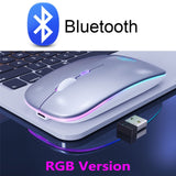 Wireless Mouse RGB Bluetooth Computer Mouse Silent Rechargeable Ergonomic Mause With LED Backlit USB Optical Mice For PC Laptop