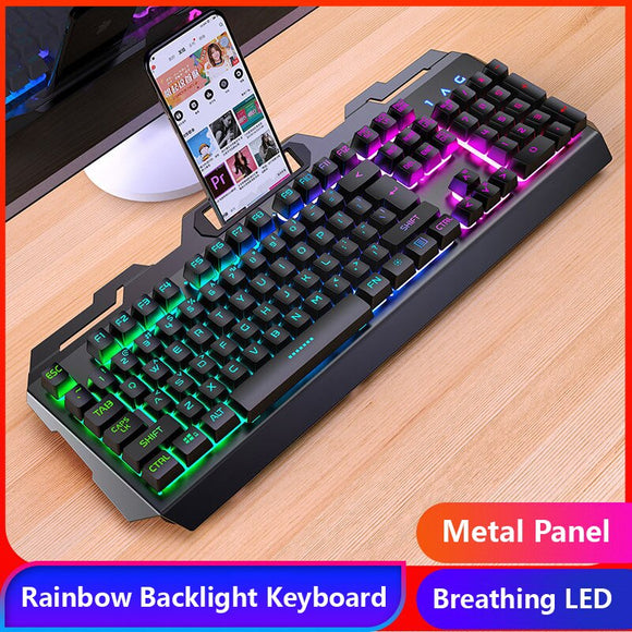 Gaming Keyboard Gaming Mouse Mechanical Feeling RGB LED Backlit Gamer Keyboards USB Wired Keyboard for Game PC Laptop Computer