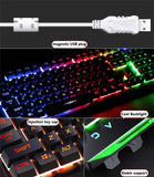 Gaming Keyboard Gaming Mouse Mechanical Feeling RGB LED Backlit Gamer Keyboards USB Wired Keyboard for Game PC Laptop Computer